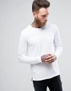 D-struct Jersey Slub Raw Edge Long Sleeve Top - White