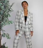 Asos Design Petite Dad Suit Blazer In Light Based Check-multi