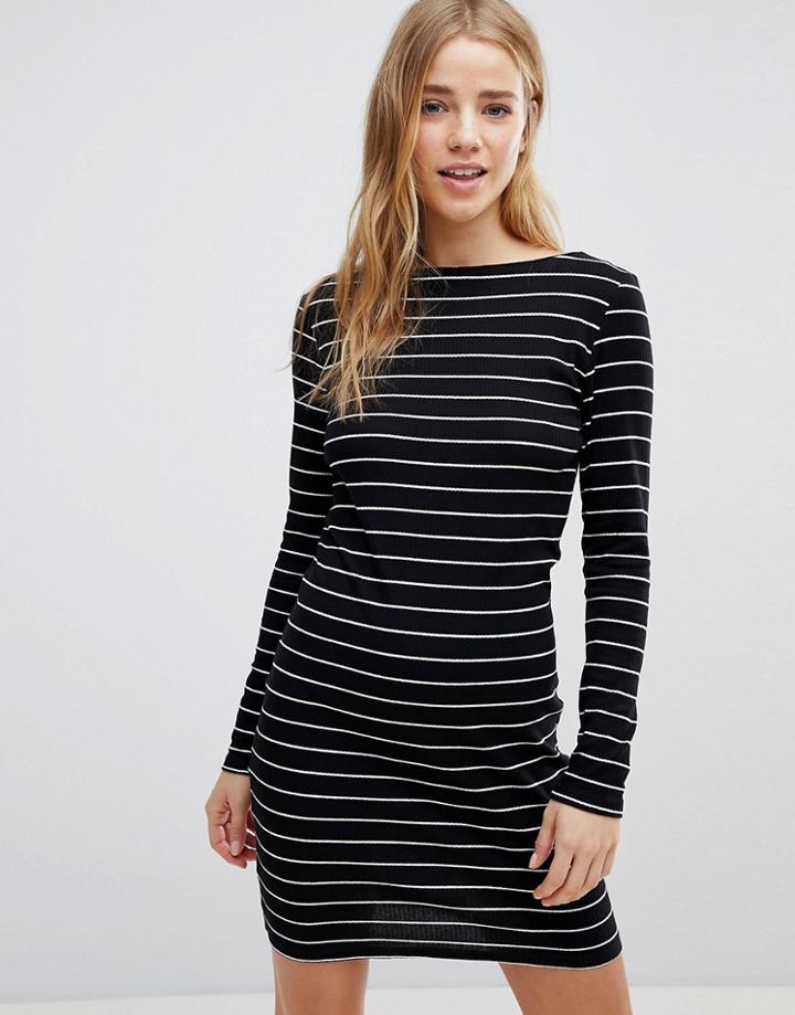 Jdy Striped Bodycon Dress - Black