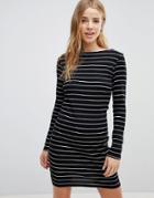 Jdy Striped Bodycon Dress - Black