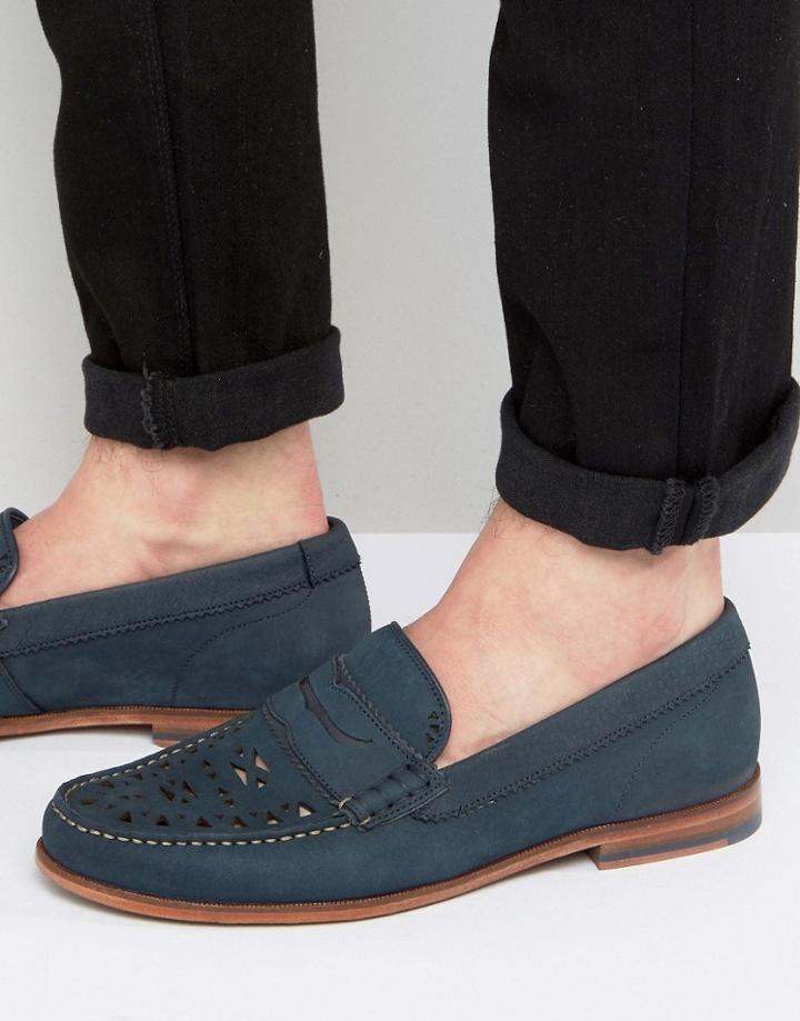 Ted Baker Miicke Cut Detail Nubuck Loafers - Navy