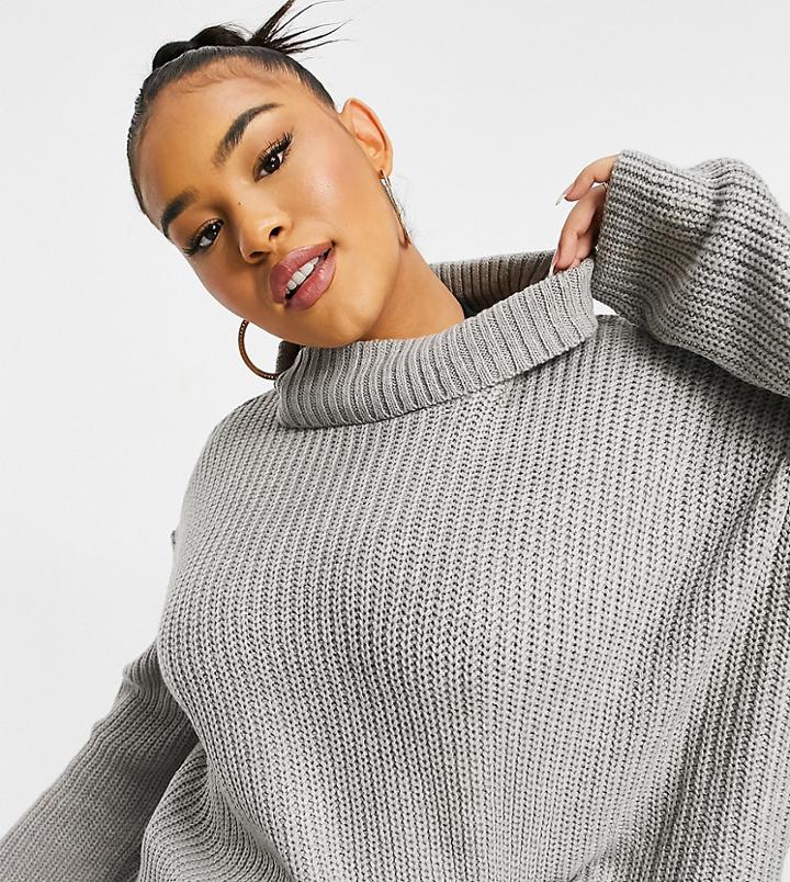 Threadbare Plus Clara Roll Neck Sweater-grey