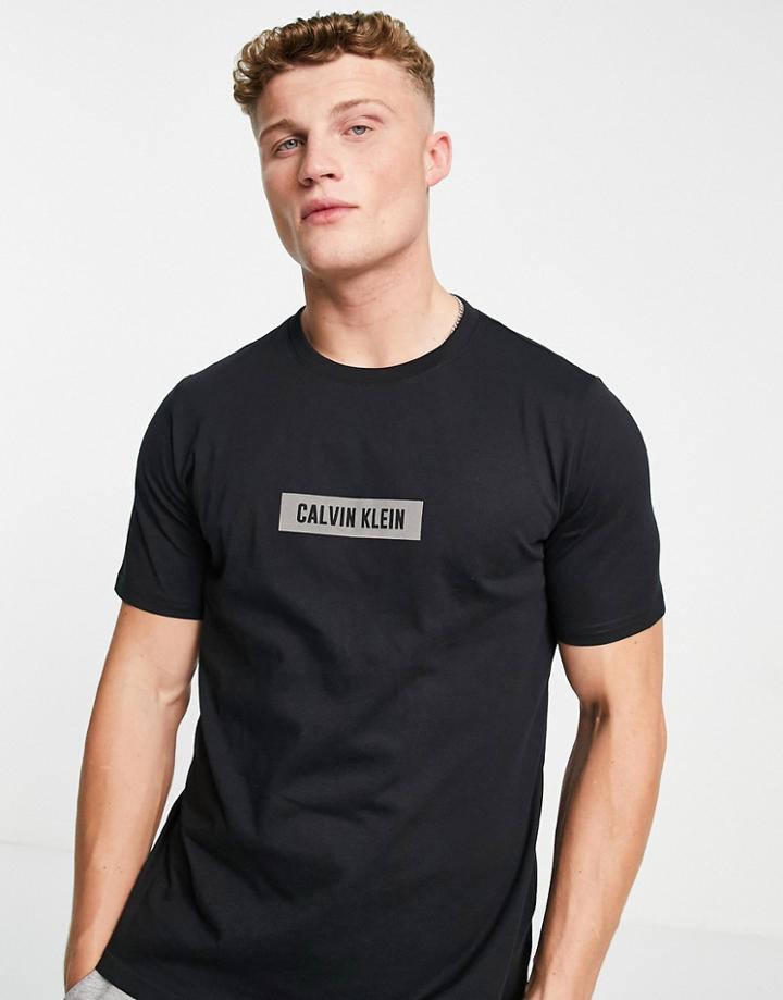 Calvin Klein Reflective Box Logo T-shirt In Ck Black