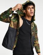 Polo Ralph Lauren Nylon Plainweave Belport Player Logo Camo Print Hooded Rain Jacket In Green/black