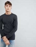 Esprit Rib Knit Muscle Fit Sweater In Black - Black