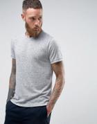 Selected Homme Longline T-shirt With Curved Hem In Linen Mix - Gray