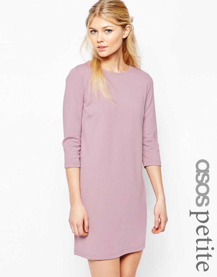 Asos Petite Shift Dress In Ponte With 3/4 Sleeves - Lilac