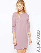 Asos Petite Shift Dress In Ponte With 3/4 Sleeves - Lilac