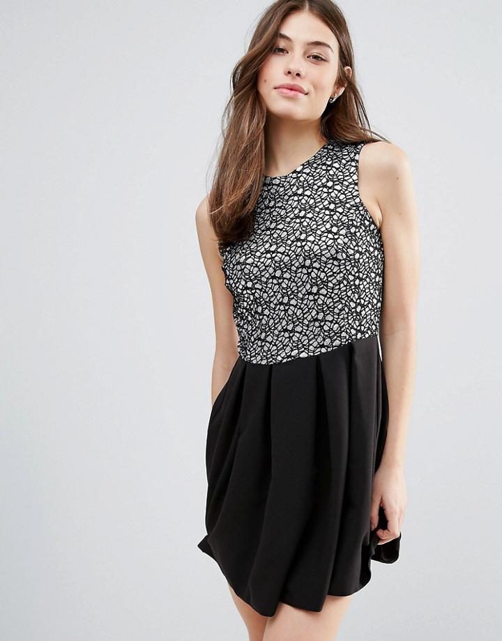 Hedonia Jacquard Sparkle Skater Dress - Black