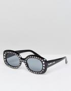 Asos 90's Square Embellished Sunglasses - Black