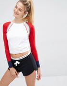 Tommy Hilfiger Contrast Sleeve Sports Top - Multi
