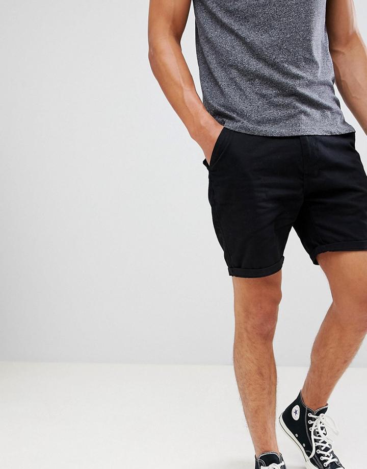 Brave Soul Basic Chino Shorts - Black