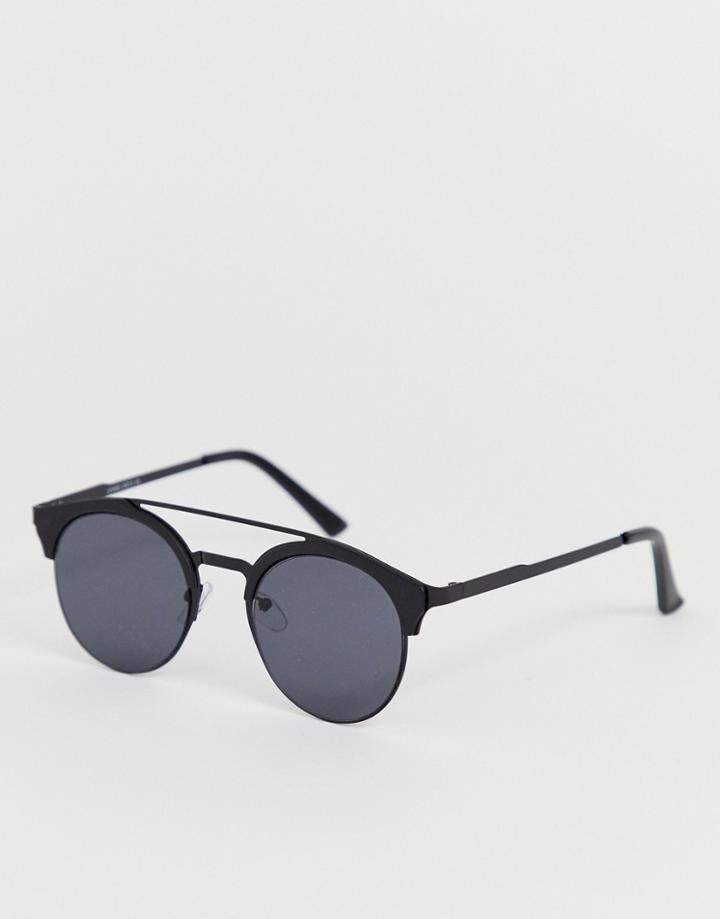 Only & Sons Rounded Sunglasses With Brow Bar - Green
