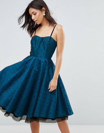 Hell Bunny Polka Dot Prom Dress - Blue