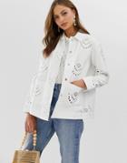 Asos Design Broiderie Jacket - White