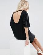 Asos T-shirt Dress With Open Neck Detail - Black