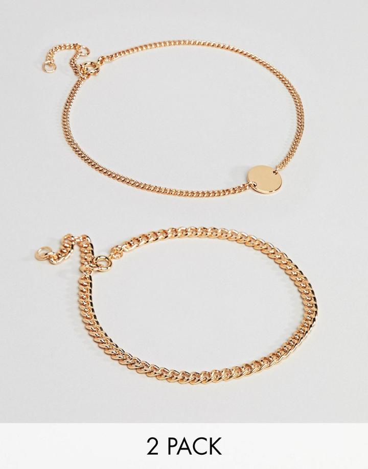 Weekday 2 Pack Chain Anklet - Gold