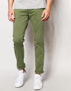 Minimum Slim Chino In Stretch Cotton In Green - Olivine