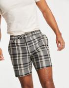 Topman Skinny Check Short In Neutral And Gray-grey