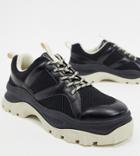 Monki Contrast Chunky Sole Mesh Sneakers In Black