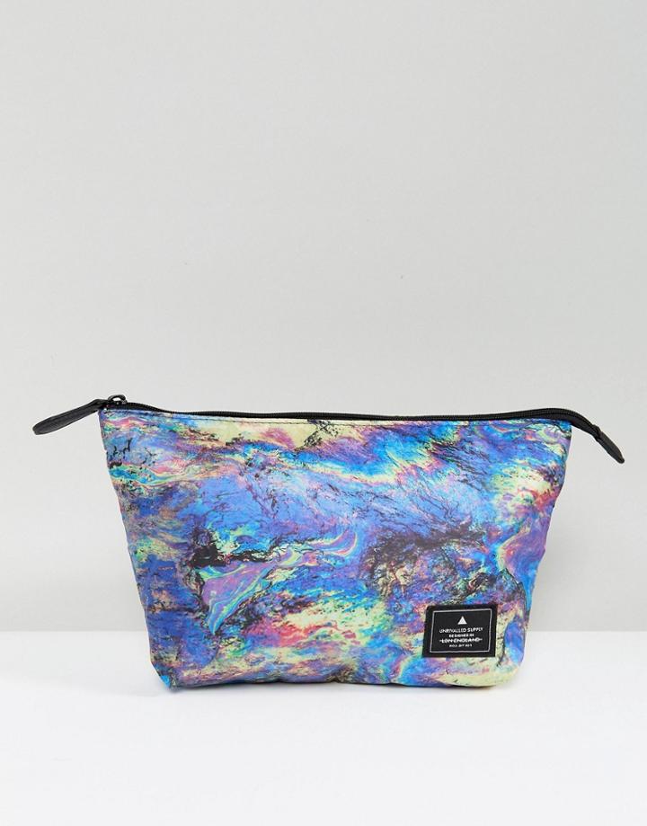 Asos Toiletry Bag In Multi Color Oil Print - Multi