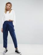Asos Soft Peg Pants In Polka Dot - Blue
