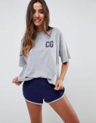 Asos Design His & Hers Couple Goals Boxy Tee And Short Set - Gray