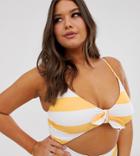 Modcloth Siena Cut Out Swimsuit In Orange And White Stripe - Multi