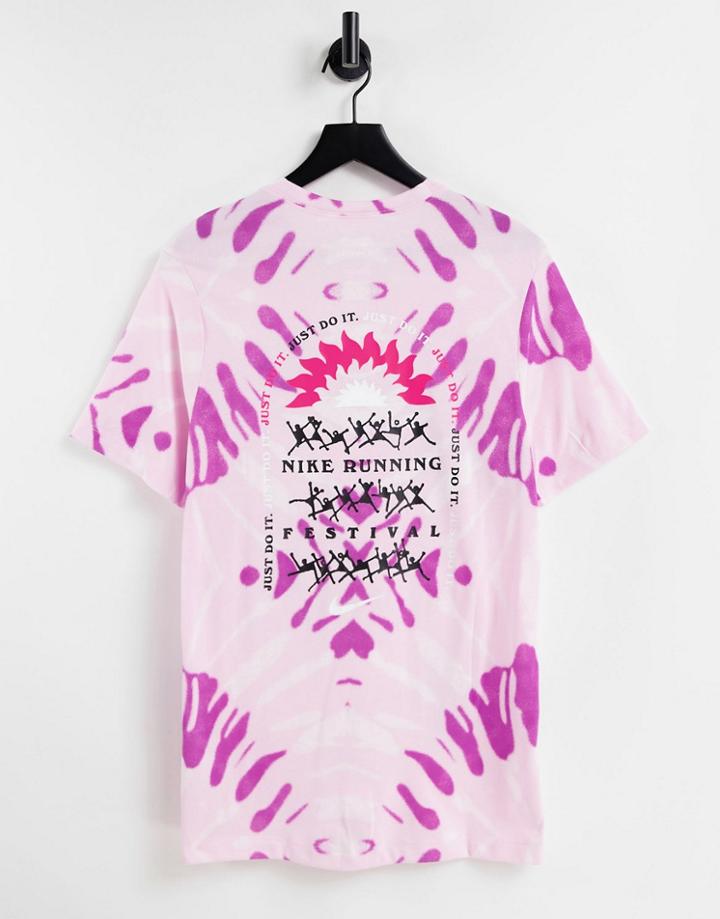 Nike Running Tie Dye Dry T-shirt In Pink
