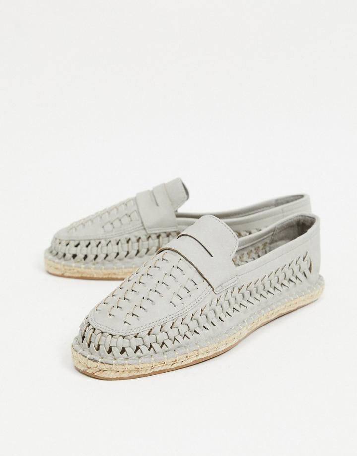 Asos Design Espadrille Loafers In Gray Weave-grey