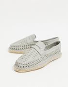 Asos Design Espadrille Loafers In Gray Weave-grey
