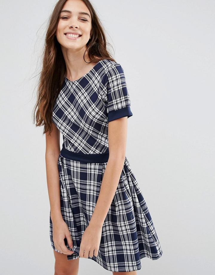 Wal G Check Skater Dress - Blue