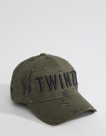 Twinzz Baseball Cap With Logo In Khaki - Green