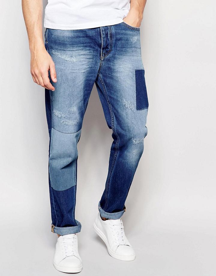 Vivienne Westwood Anglomania Skinny Fit Jeans With Patches And Distressing - Blue