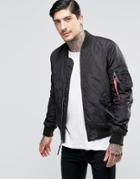 Alpha Industries Ma1-tt Bomber Jacket Slim Fit In Black - Black