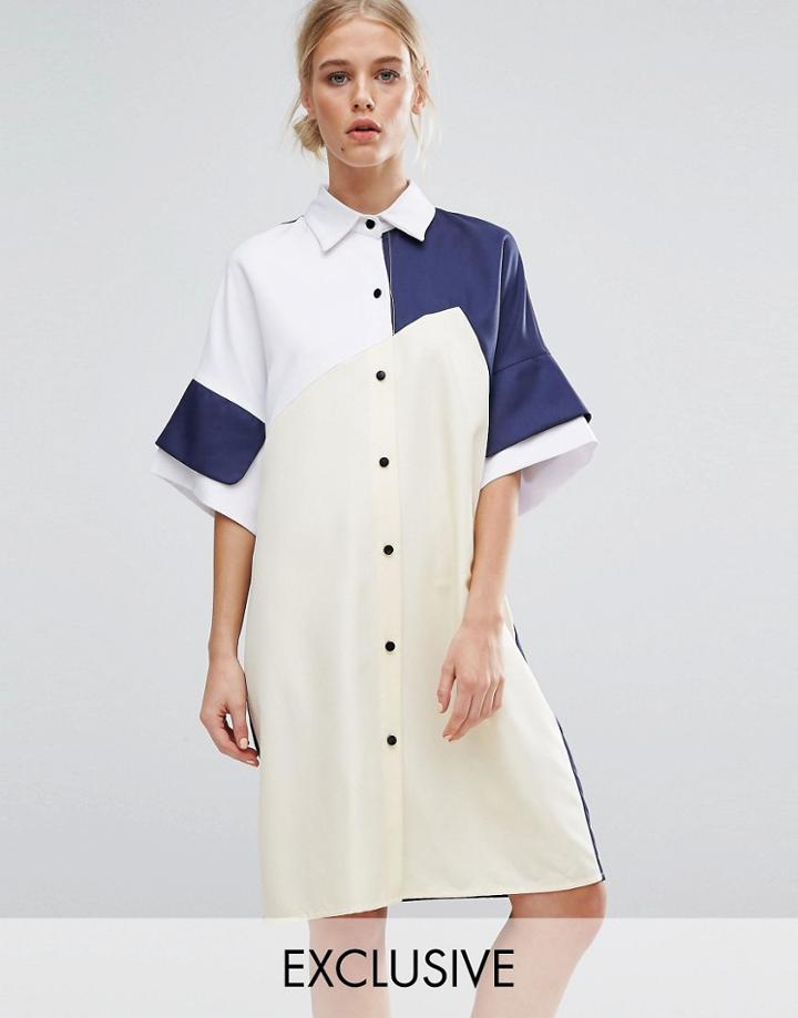 Zacro Color Block Shirt Dress - Multi
