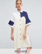 Zacro Color Block Shirt Dress - Multi