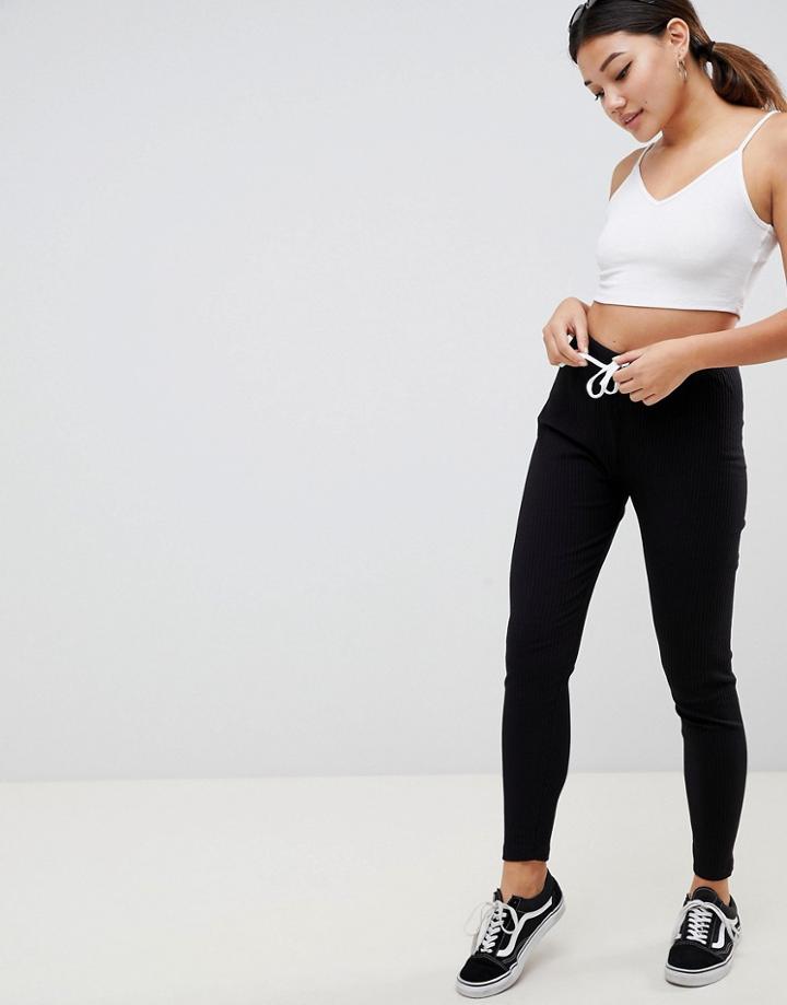Asos Design Slim Sweatpants In Rib-black