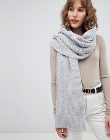 Selected Wool Scarf - Gray