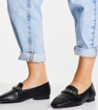 Asos Design Wide Fit Mingle Chain Loafers In Black