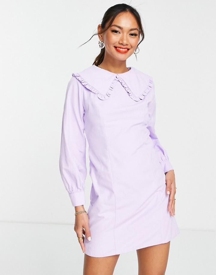 Trendyol Mini Dress With Collar In Lilac-purple
