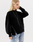 Allsaints Mora Sweat Top With Hardware - Black