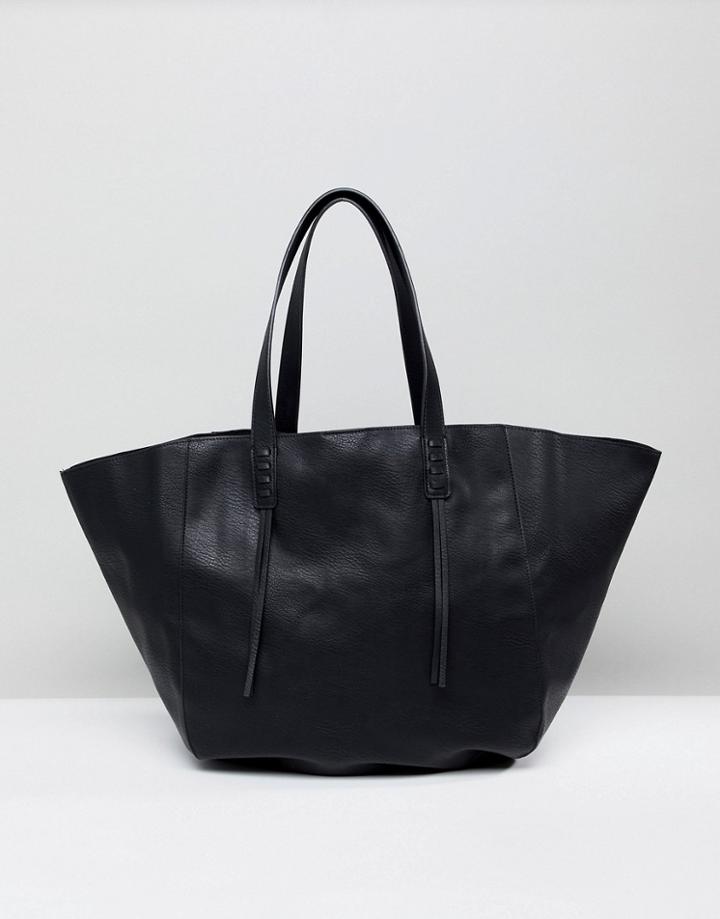 Pull & Bear Tote Bag In Black - Black