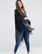 Alice Hannah Lace Border Cape - Black