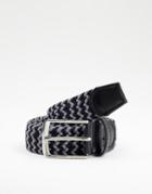 New Look Elastic Woven Belt In Dark Gray-grey