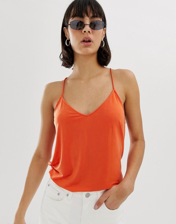 Weekday Cupro Cami Top-orange