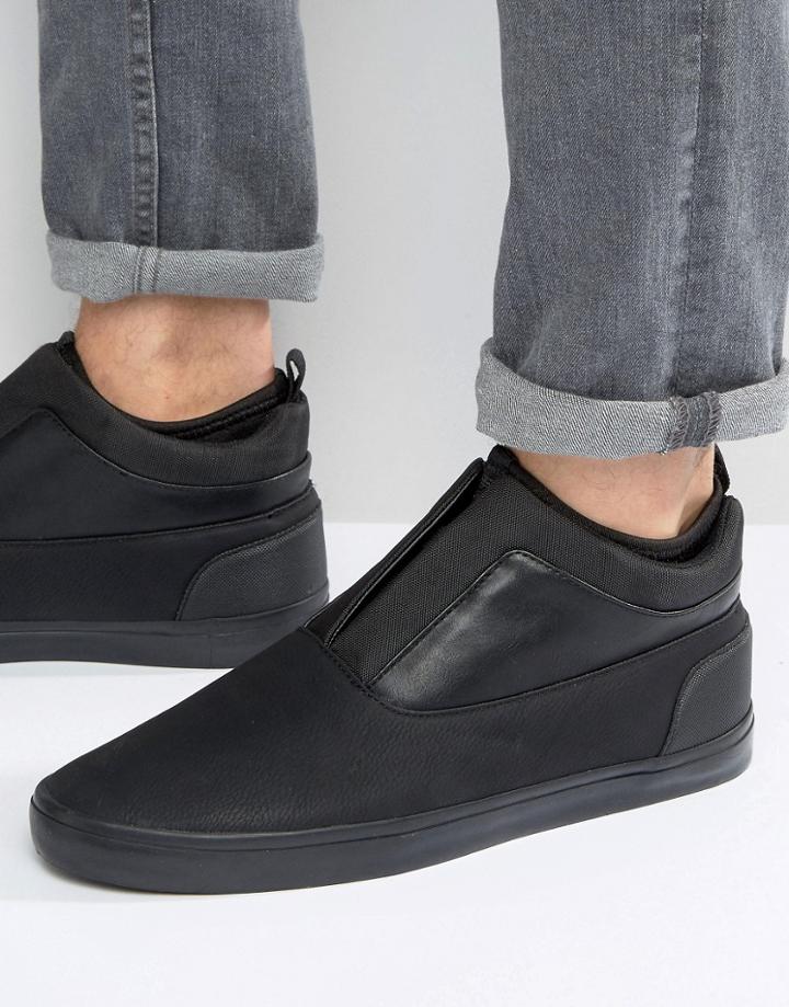 Aldo Hilawiel Leather Pull On Trainers - Black