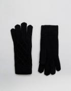 Aldo Cable Knit Gloves With Chenille Lining - Black