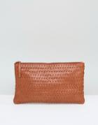 Selected Femme Leather Clutch - Tan