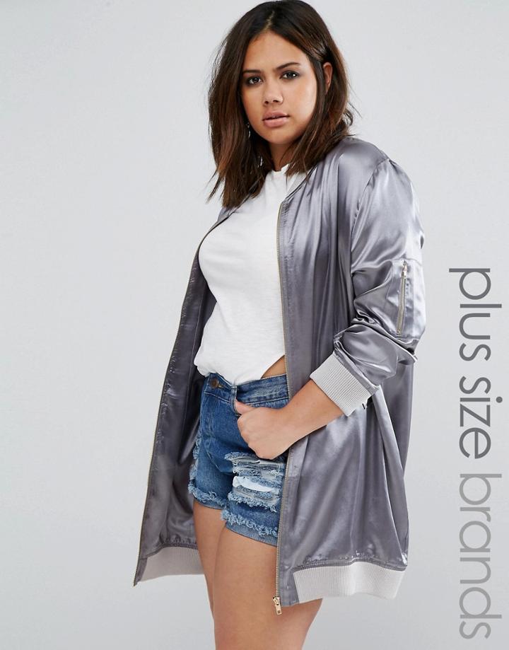 Alice & You Longline Bomber Jacket - Silver